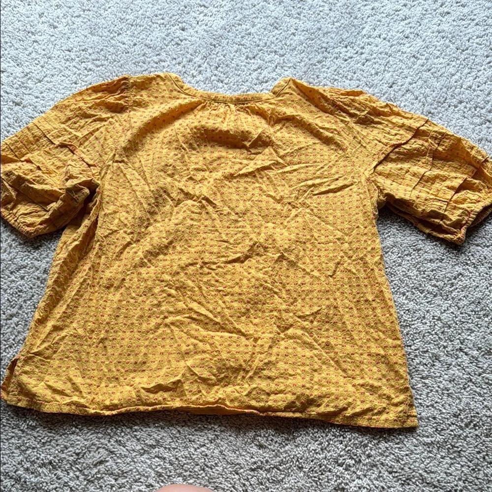 LOFT XL Gold Puff Sleeve Blouse Relaxed Fit